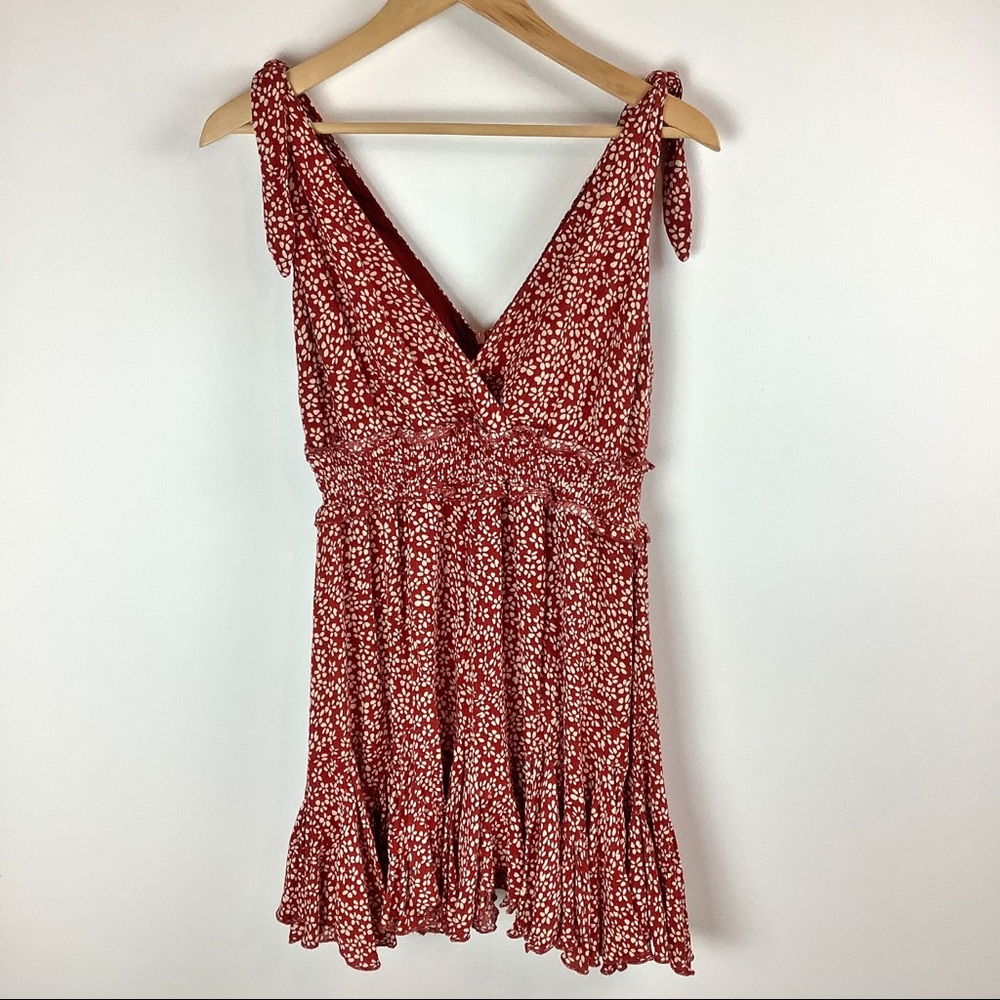 Sundae Muse Red Floral Print Sleeveless Mini Dress